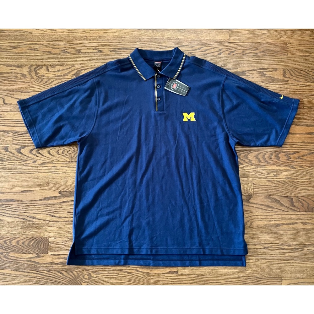 Nike Michigan Wolverines Polo Shirt XL Navy Blue Embroidered NWT Y2K Deadstock